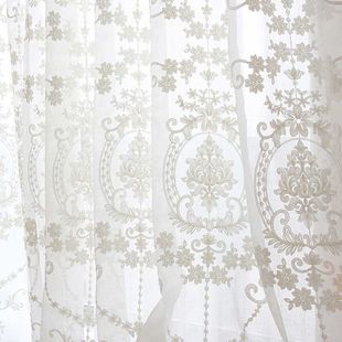 欧式现代窗纱白色蕾丝窗帘纱帘布料，短窗帘成品，卧室客厅飘窗阳台纱