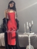 killergirl午夜情人，美式复古酒红吊带，包臀裙新版针织绑带