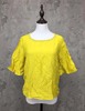 孤品样板衣外贸原单尾货女装，女士柠檬黄色，高端棉麻套头中袖t恤衫