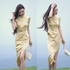 新中式国风气质名媛高档套装，女夏季立领，收腰显瘦小衫包臀裙两件套
