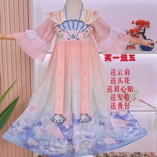 女童汉服公主裙网红同款女孩夏季中国风超仙连衣裙春秋款裙子