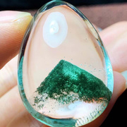 魅晶天然原矿水晶晶体通透翠绿色绿幽灵金字塔水滴裸石吊坠