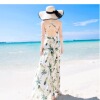 马尔代夫普吉岛度假沙滩裙高个子露背长裙吊带性感高腰雪纺连衣裙