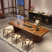实木功夫茶桌椅组合新中式办公室客厅原木泡茶桌禅意大板茶台茶几