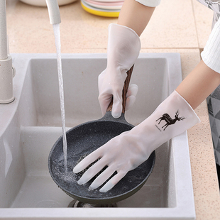 加长胶皮手套家务清洁洗衣服洗碗加绒加厚塑胶家务保暖手套女加棉