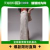 香港直邮潮奢topshop女士，原版腰带牛仔长款半身裙(米白色)