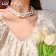 法式复古珍珠项链女款轻奢小众设计感高级锁骨链2023颈链