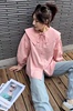 粉色长袖衬衫女2023秋装法式减龄小清新设计感娃娃领上衣