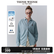 TeenieWeenie小熊女装2024春季休闲简约宽松长袖牛仔衬衫衬衣