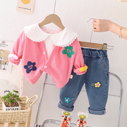 婴儿衣服春季韩版卡通，可爱超萌卫衣套装6七8九个月男女宝宝三件套