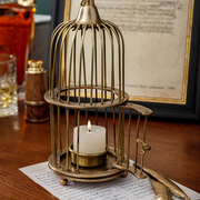 进口黄铜鸟笼创意蜡烛台欧式复古茶几餐桌浪漫烛台摆件礼物工艺品