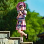 三月三儿童演出服少数民族服装女童广西壮服六一节表演服小学生夏