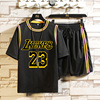 乔丹联名假两件短袖篮球服运动套装男孩夏季23号詹姆斯球衣大