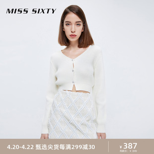 Miss Sixty针织衫女气质上衣V领短款开衫长袖修身性感辣妹风