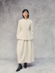 palebluedot蓝点·原创设计师白色，肌理羊毛新中式，外套西装中山装