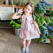 女童彩虹公主连衣裙夏季高级感无袖娃娃领洋气大裙摆礼服儿童裙子