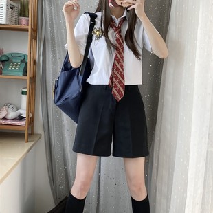 日本jk学院风制服短裤英伦，校服学生班服西裤校服黑色直筒裤子大码