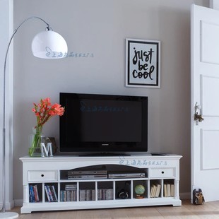 美式全实木客厅电视柜组合白色，现代简约法式酒柜别墅家具收纳柜