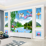 中式竹子8d凹凸立体壁画，墙纸客厅2022壁布，客厅电视背景墙壁纸