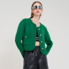 HR赫莲娜浮雕设计短款小香风羊毛外套BV绿色气质羊毛呢子外套