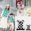 兔年亲子装春秋学院风，格子马甲衬衫毛衣针织衫，母子母女纯棉全家装