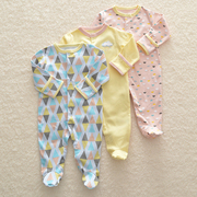 婴儿包脚连体衣纯棉春装，打底衣0-9月新生儿，睡衣初生宝宝连脚爬服