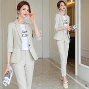 中袖小西装套装，女韩版夏季2024休闲时尚炸街气质，职业装两件套