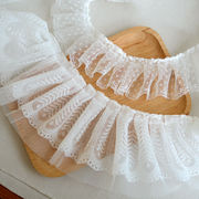 蕾丝花边辅料白色双层蕾丝皱褶花边衣服裙边配饰材料