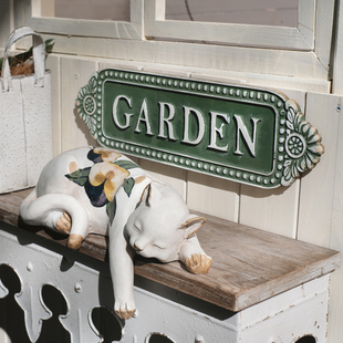 木雕刻门牌garden花园字牌，挂件室内室外客厅饰品摆件壁挂饰