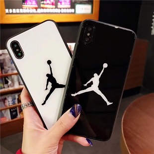 适用AJ乔丹8plus玻璃壳23号苹果X手机壳iPhoneXS MAX潮牌保护套NBA篮球XR男女情侣创意款7代钢化个性11promax