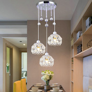 餐厅吊灯三头个性卧室，创意过道简约饭厅灯，现代轻奢水晶单头吊灯具