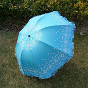 防晒雨伞少女蕾丝公主超轻折叠晴雨，两用蘑菇伞形，学生软妹遮太阳伞