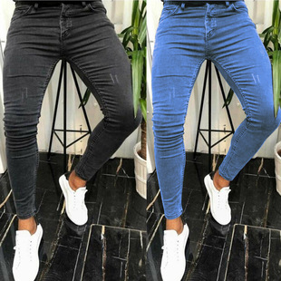 New black stretch skinny jeans men 黑色弹力紧身小脚牛仔裤男