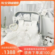 婴儿礼盒白色公主裙子纯棉礼服，套装女宝宝，满月百天周岁生日送礼物