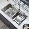 不锈钢水槽304加厚厨房多功能，水槽不锈钢洗菜盆双槽水槽