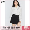 GW大码法式设计感白色长袖雪纺衬衫2024春季微胖mm高级上衣女