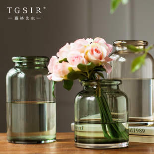 个性简约现代创意透明玻璃花瓶，摆件客厅小清新水培，植物插花花器