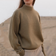moia毛衣羊毛羊绒针织衫女韩国设计感小众半高领，套头深灰色
