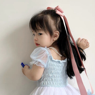 韩国亲子款飘带大蝴蝶结流苏，顶夹儿童公主范高品质飘带发卡弹簧夹