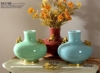 欧式素色圆形花瓶干花器动物，蟾蜍招财花插中式陶瓷铜花瓶摆件