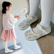 ABC Fans女童小皮鞋公主刺绣单鞋2024春夏女孩洋气学校演出鞋