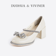 孟子义同款DV白色玛丽珍女鞋高跟鞋法式浅口单鞋DUOHUA&VIVINER