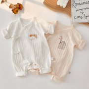 新生婴儿衣服夏天初生婴儿衣服薄款外出3-6个月A类纯棉连体衣