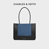 charles&keith24春ck2-31200033大容量，通勤手提包牛仔托特包