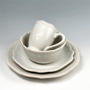 出口陶瓷 美国Lenox做旧珍珠浮雕系列花边马克杯碗牛排盘西餐餐具
