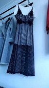 2023夏装港味吊带透气蕾丝镂空连衣裙，t恤短袖两件套装长裙