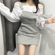 韩国夏季ins网红纯色减龄俏皮可爱背带裙，学生韩版休闲连衣裙短裙