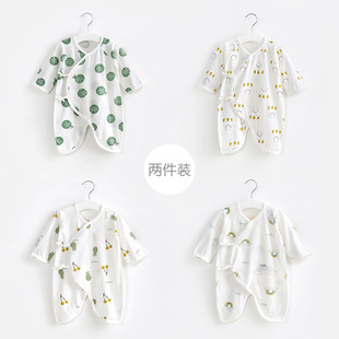 新生婴儿衣服夏季纯棉0长袖3月和尚蝴蝶衣，薄款哈衣初生宝宝连体衣