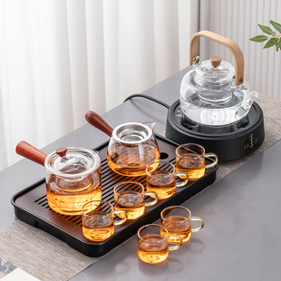 玻璃茶具套装茶盘全套侧把泡，茶壶家用客厅功夫茶茶道办公室用茶杯