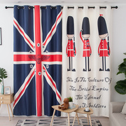 定制窗帘成品现代简约印花英伦风北欧遮光布料卧室卡通米字旗ins